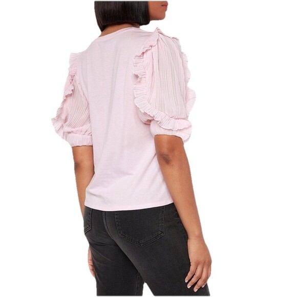 Express Ruffle Chiffon Sleeve Top T-Shirt Pink Feminine Coquette Size Large - Picture 2 of 12